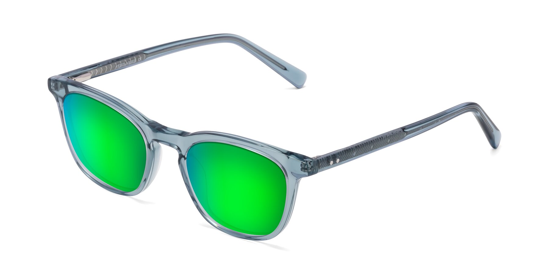 Angle of Loris in Light Blue with Green Mirrored Lenses