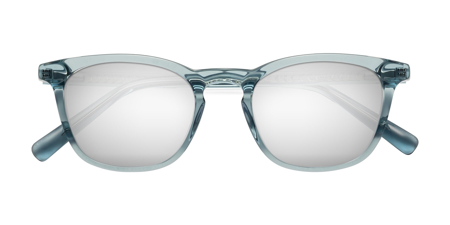 Folded Front of Loris in Light Blue with Silver Mirrored Lenses