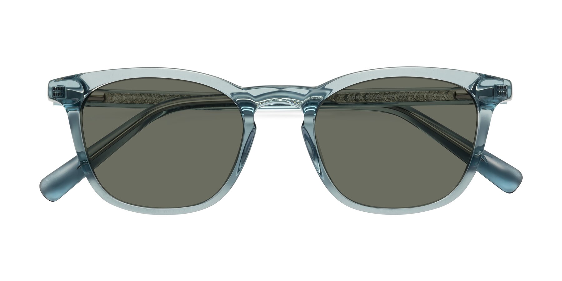 Folded Front of Loris in Light Blue with Gray Polarized Lenses