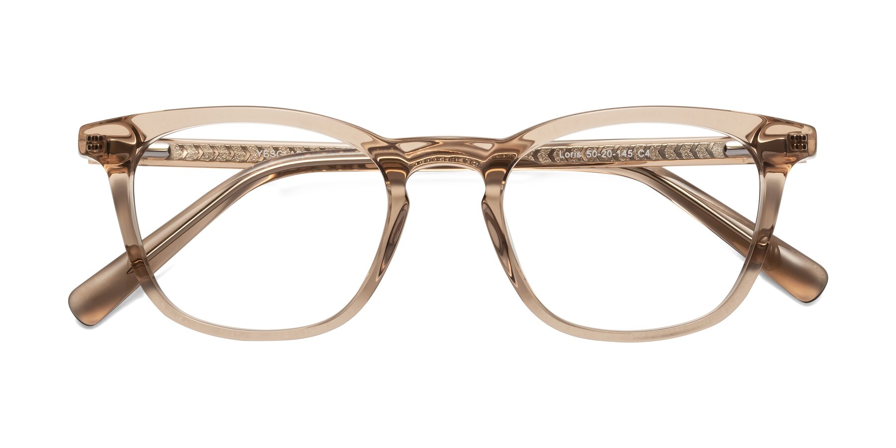 Folded Front of Loris in Light Brown with Clear Reading Eyeglass Lenses
