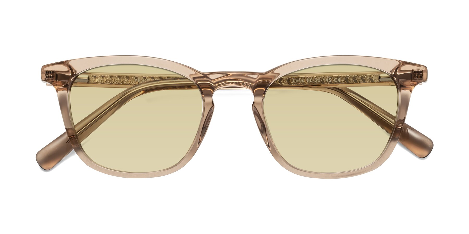 Folded Front of Loris in Light Brown with Light Champagne Tinted Lenses