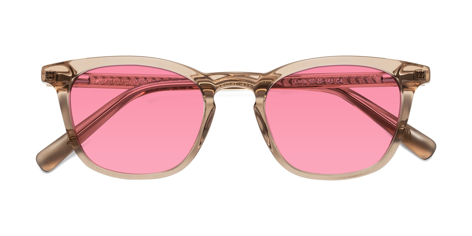 Folded Front of Loris in Light Brown with Pink Tinted Lenses