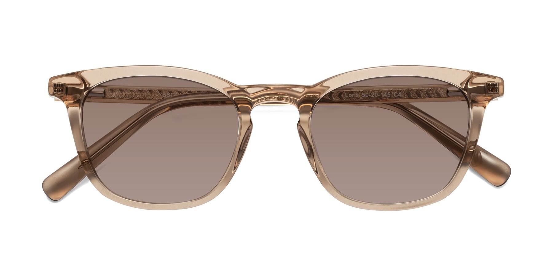 Folded Front of Loris in Light Brown with Medium Brown Tinted Lenses