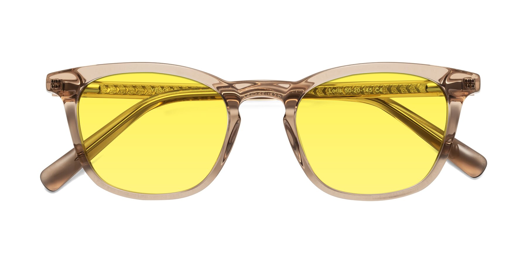 Folded Front of Loris in Light Brown with Medium Yellow Tinted Lenses