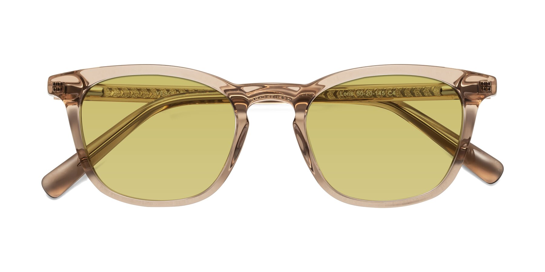 Folded Front of Loris in Light Brown with Medium Champagne Tinted Lenses