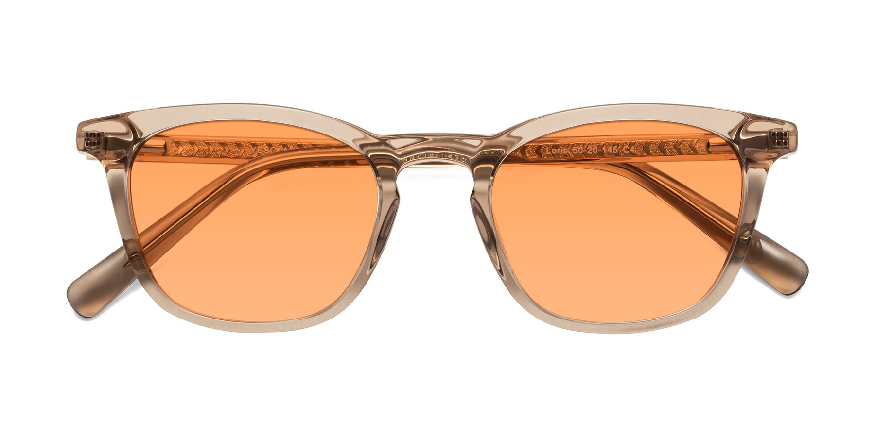 Folded Front of Loris in Light Brown with Medium Orange Tinted Lenses