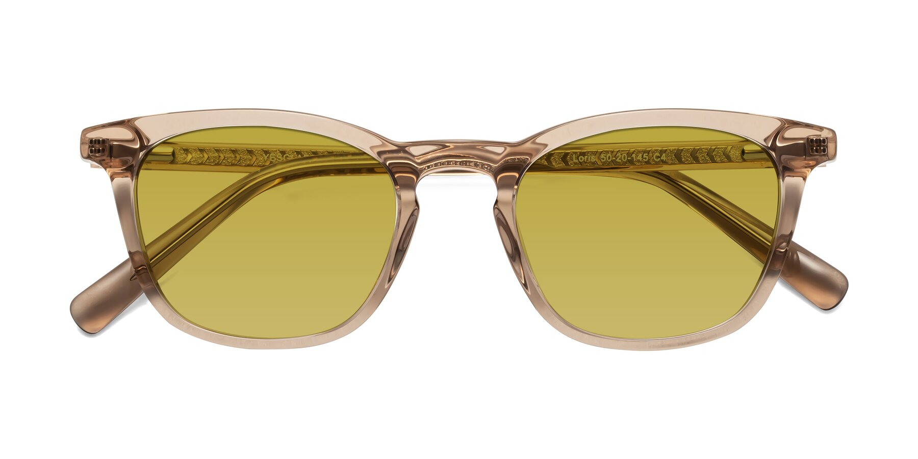 Folded Front of Loris in Light Brown with Champagne Tinted Lenses