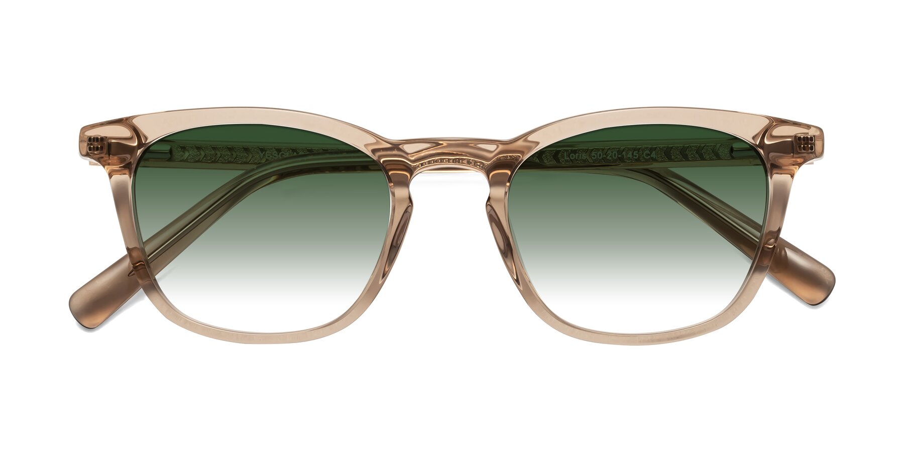 Folded Front of Loris in Light Brown with Green Gradient Lenses