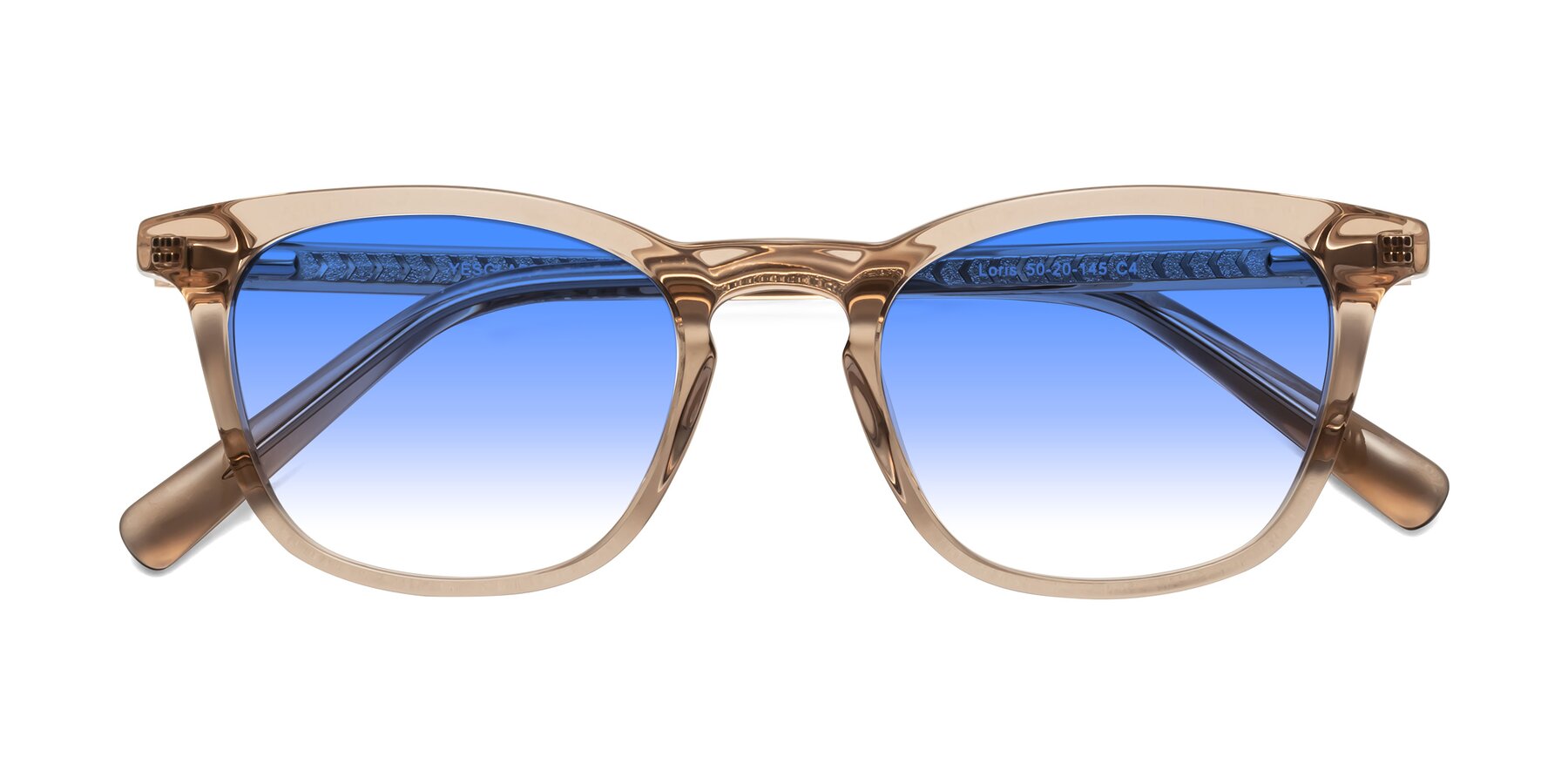 Folded Front of Loris in Light Brown with Blue Gradient Lenses