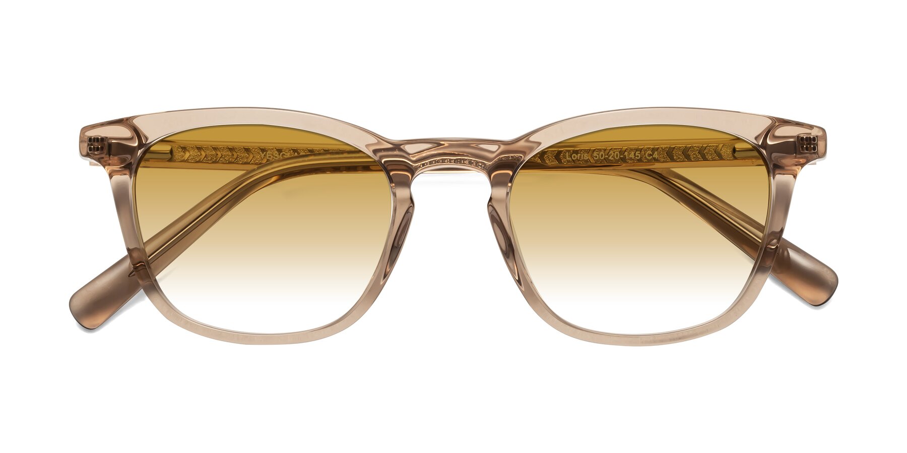 Folded Front of Loris in Light Brown with Champagne Gradient Lenses
