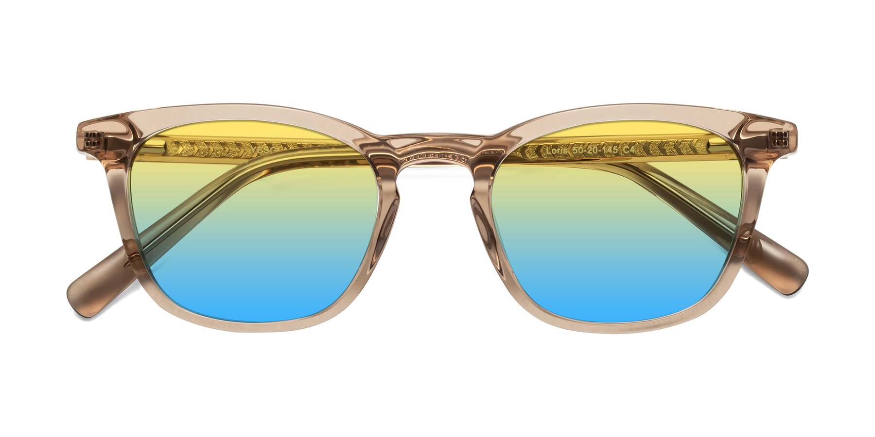 Folded Front of Loris in Light Brown with Yellow / Blue Gradient Lenses