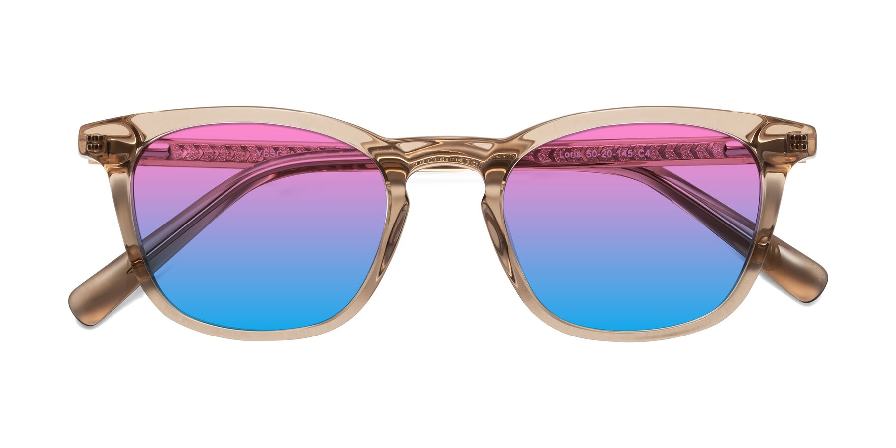 Folded Front of Loris in Light Brown with Pink / Blue Gradient Lenses