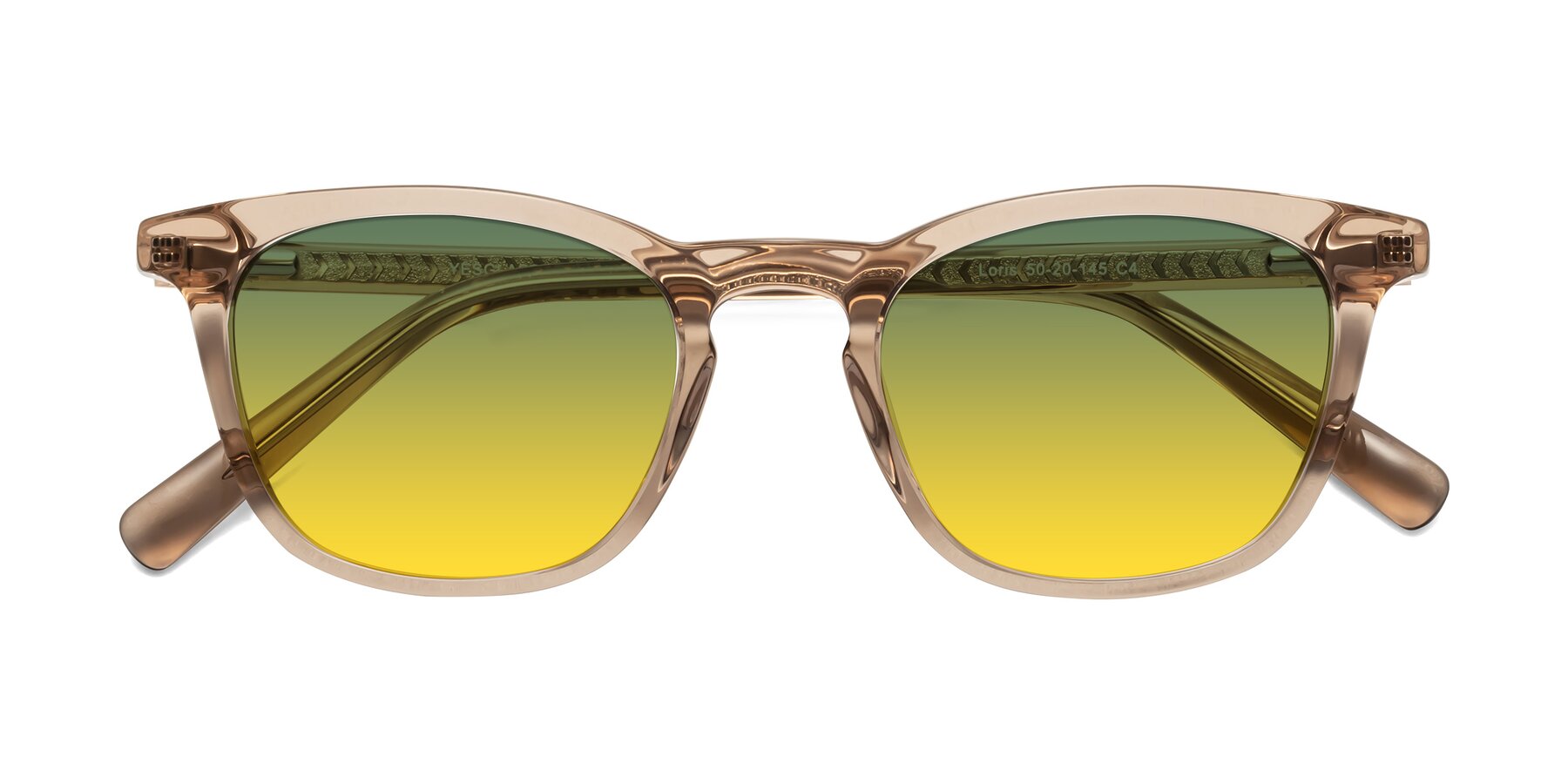 Folded Front of Loris in Light Brown with Green / Yellow Gradient Lenses