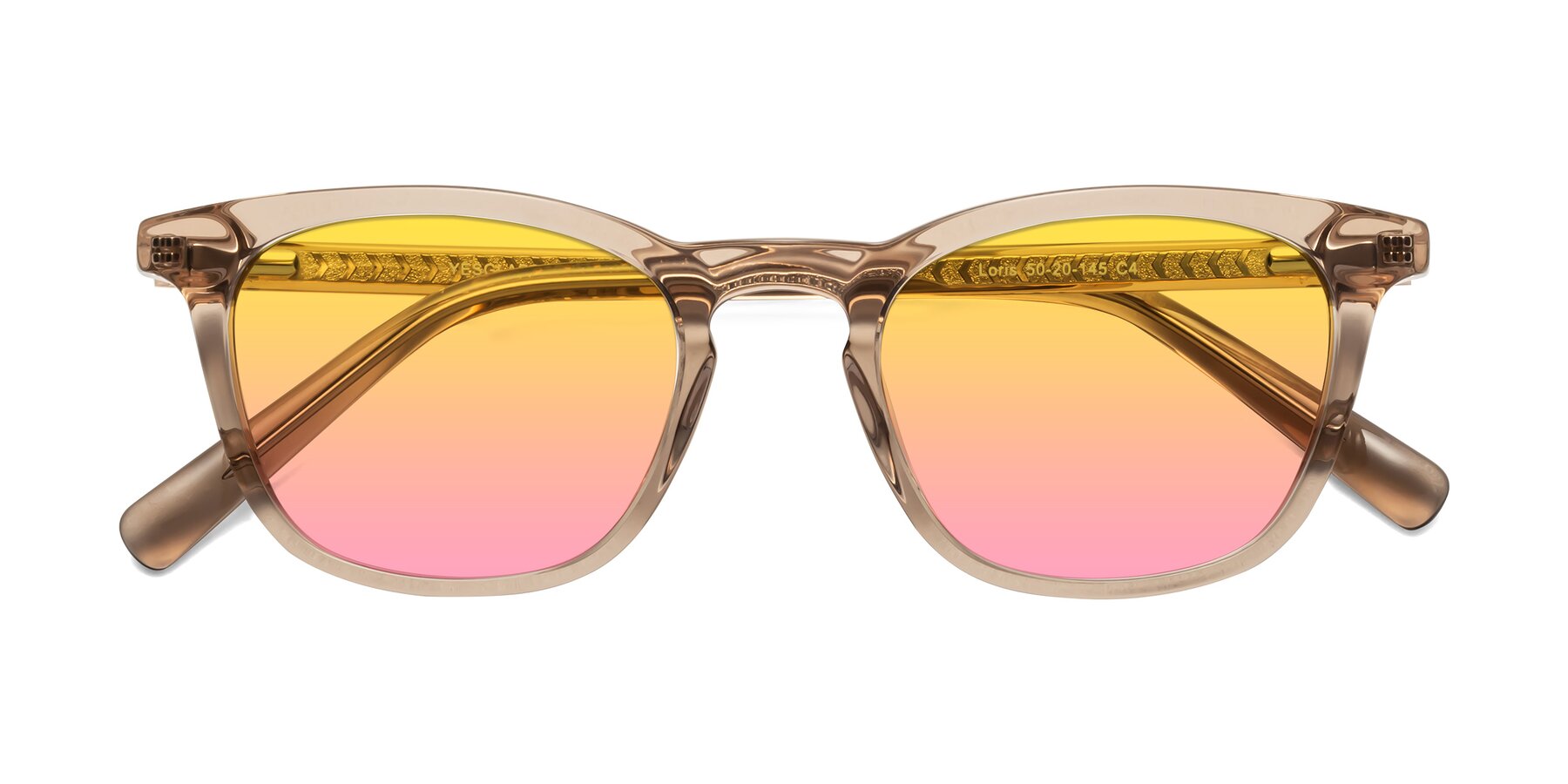 Folded Front of Loris in Light Brown with Yellow / Pink Gradient Lenses