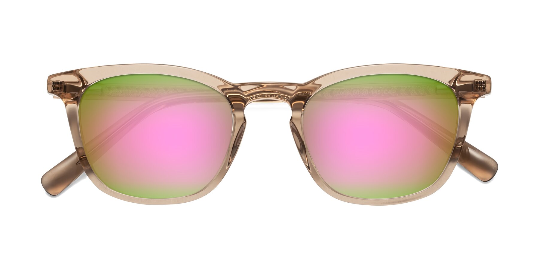 Folded Front of Loris in Light Brown with Pink Mirrored Lenses