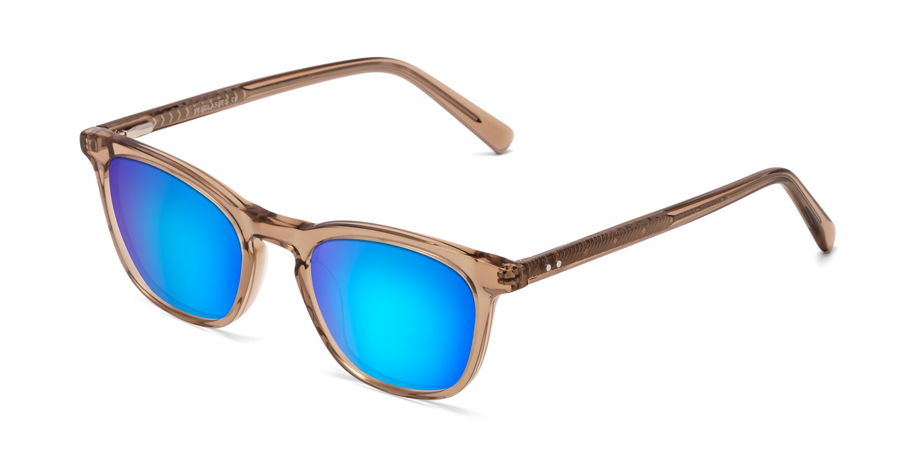 Angle of Loris in Light Brown with Blue Mirrored Lenses