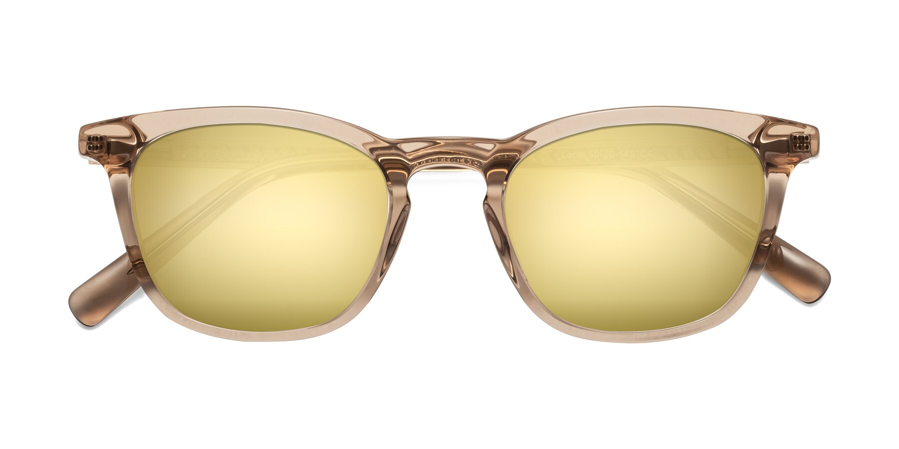 Folded Front of Loris in Light Brown with Gold Mirrored Lenses