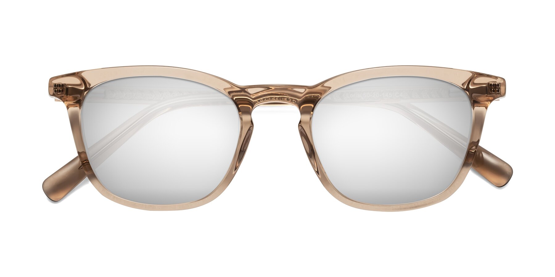 Folded Front of Loris in Light Brown with Silver Mirrored Lenses