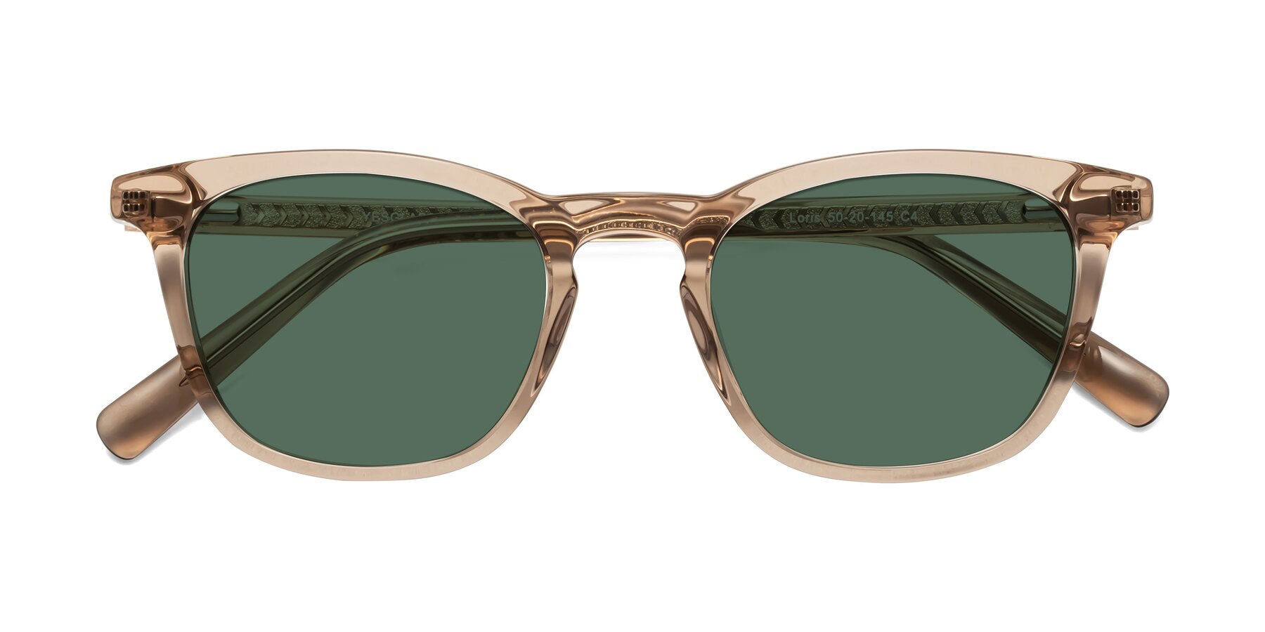Folded Front of Loris in Light Brown with Green Polarized Lenses
