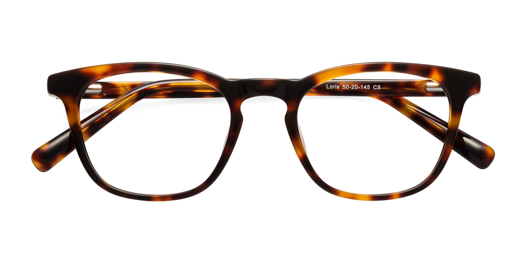 Folded Front of Loris in Tortoise with Clear Reading Eyeglass Lenses
