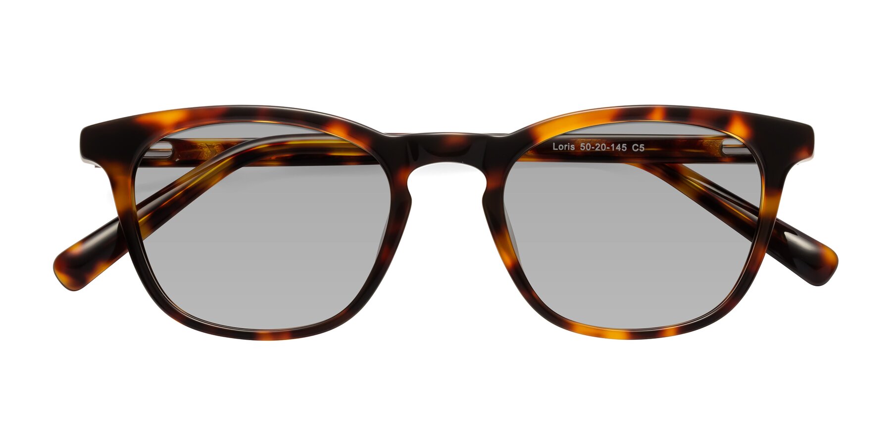 Folded Front of Loris in Tortoise with Light Gray Tinted Lenses