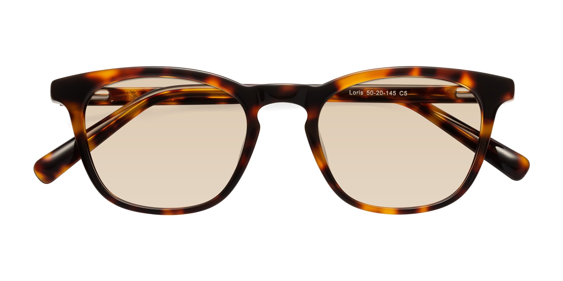 Folded Front of Loris in Tortoise with Light Brown Tinted Lenses
