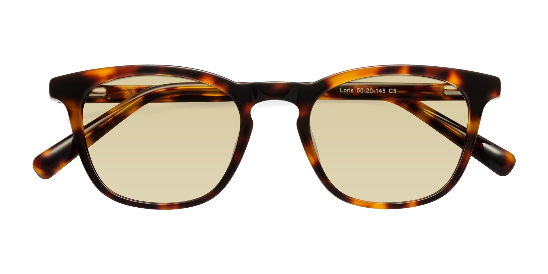Folded Front of Loris in Tortoise with Light Champagne Tinted Lenses