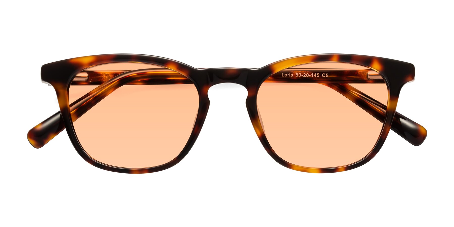 Folded Front of Loris in Tortoise with Light Orange Tinted Lenses