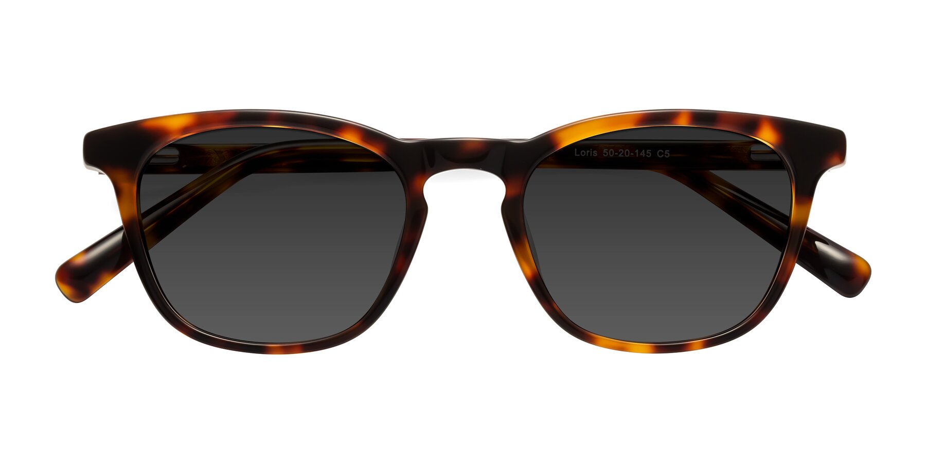 Folded Front of Loris in Tortoise with Gray Tinted Lenses