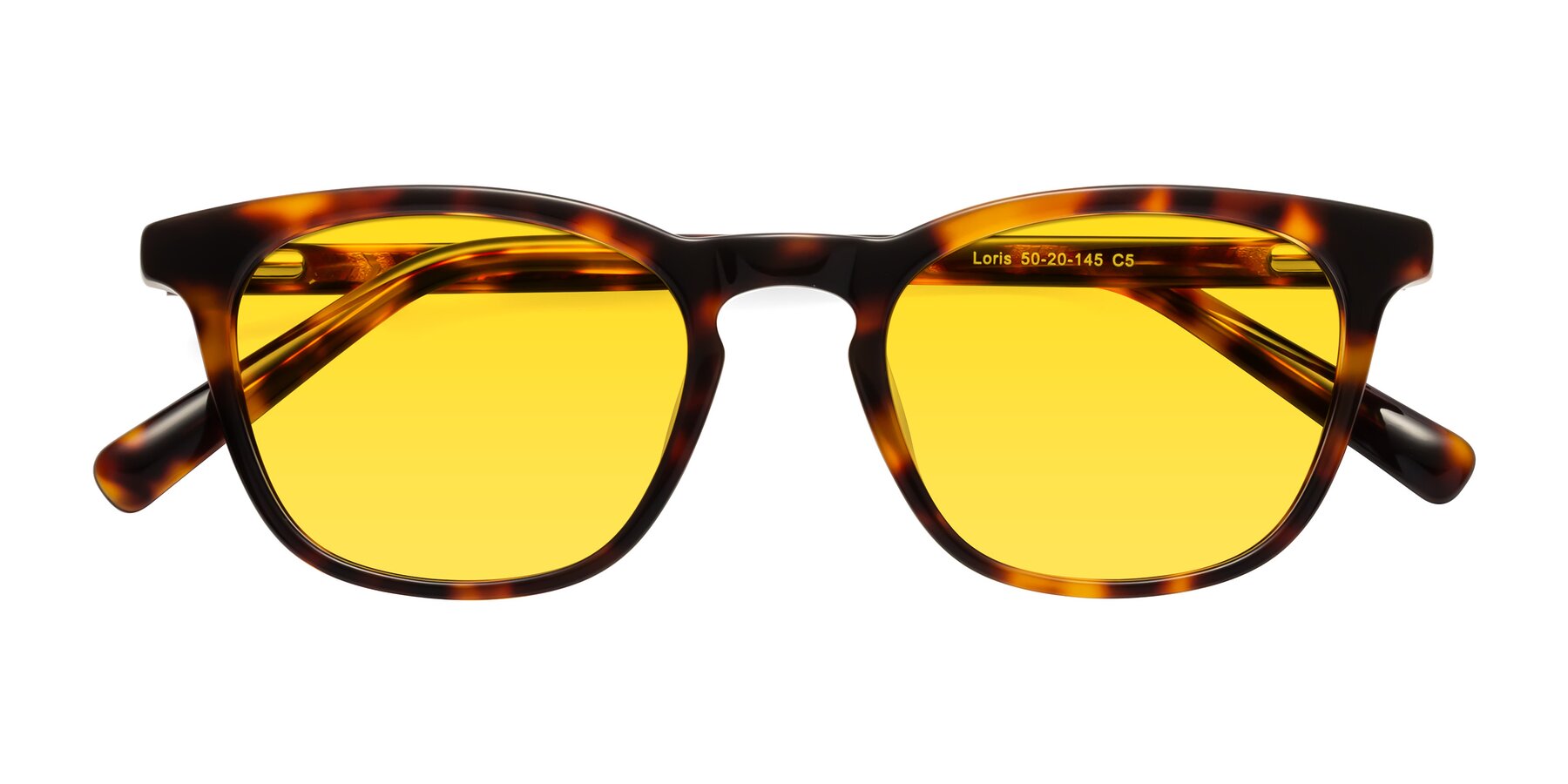 Folded Front of Loris in Tortoise with Yellow Tinted Lenses
