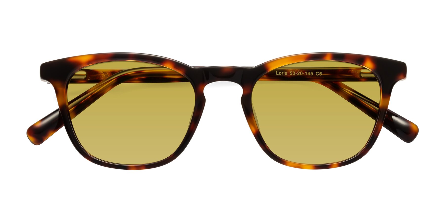 Folded Front of Loris in Tortoise with Champagne Tinted Lenses