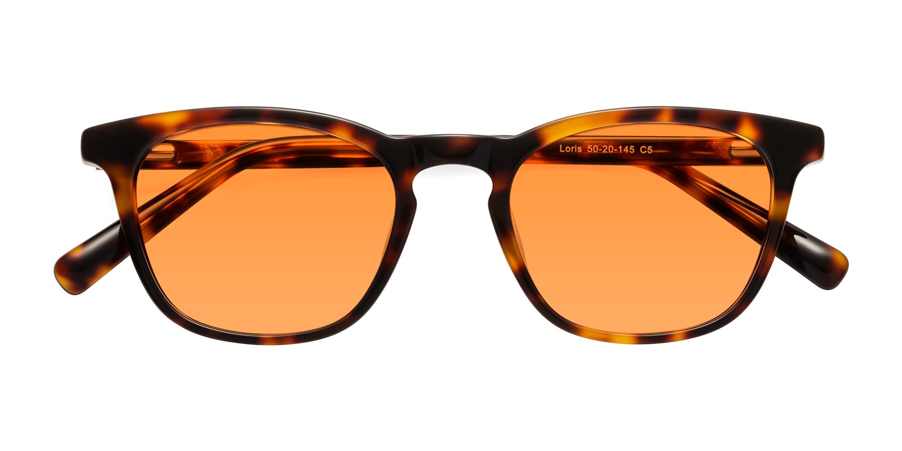 Folded Front of Loris in Tortoise with Orange Tinted Lenses