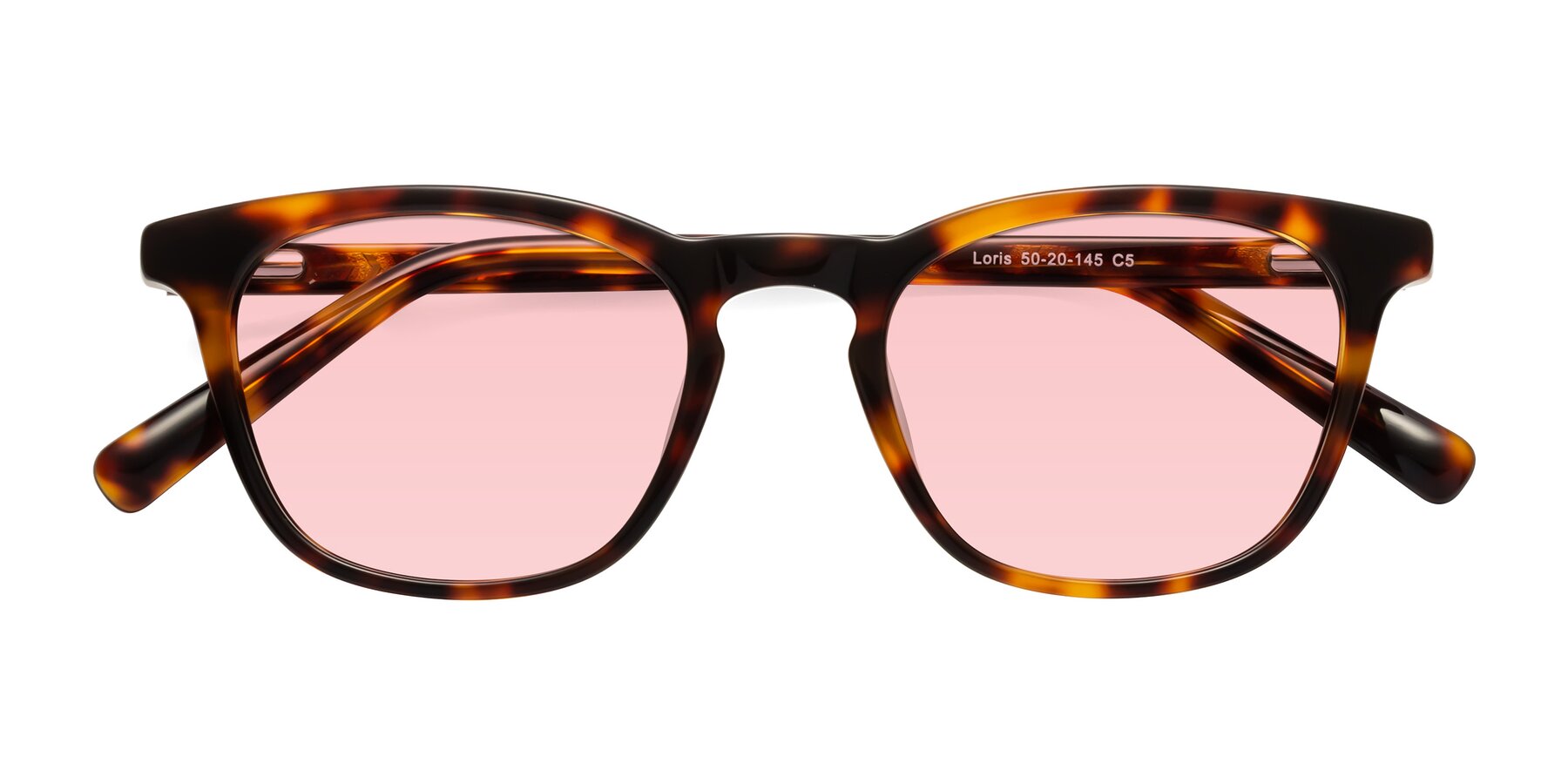 Folded Front of Loris in Tortoise with Light Garnet Tinted Lenses