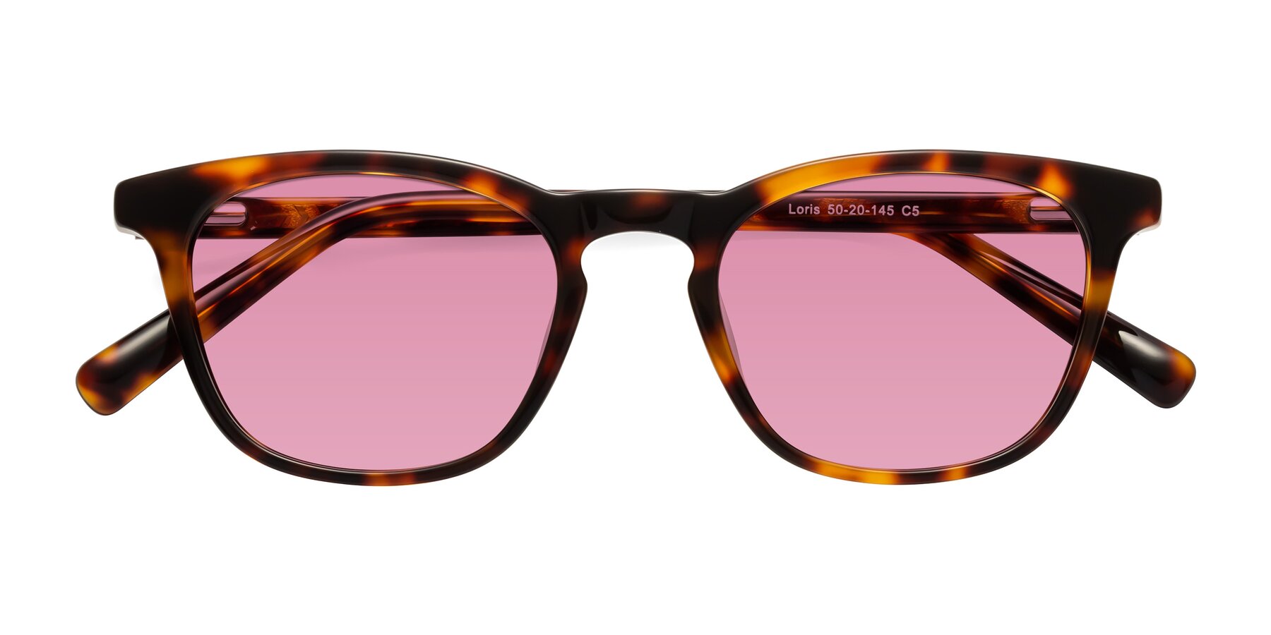 Folded Front of Loris in Tortoise with Medium Wine Tinted Lenses