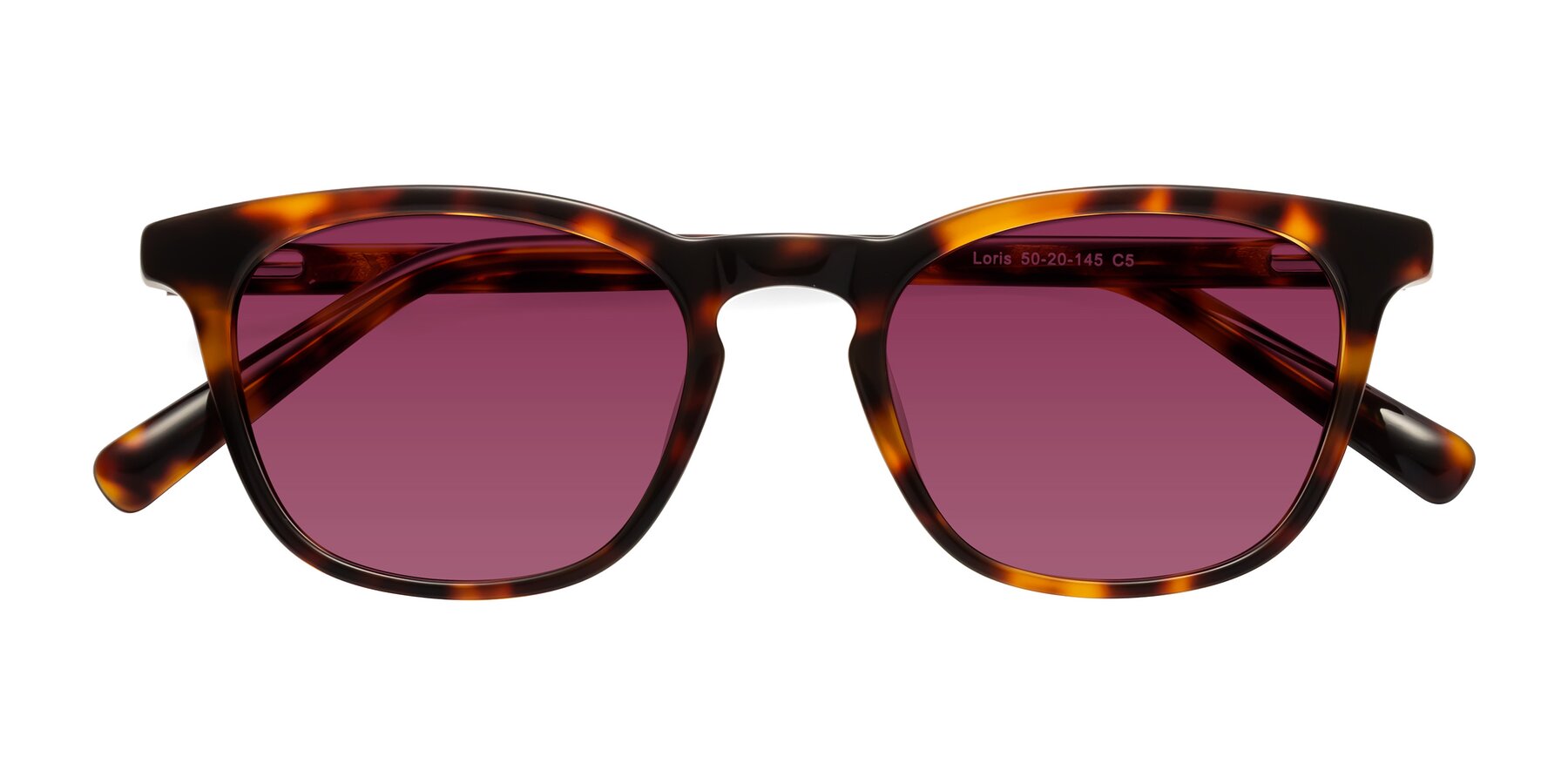 Folded Front of Loris in Tortoise with Wine Tinted Lenses