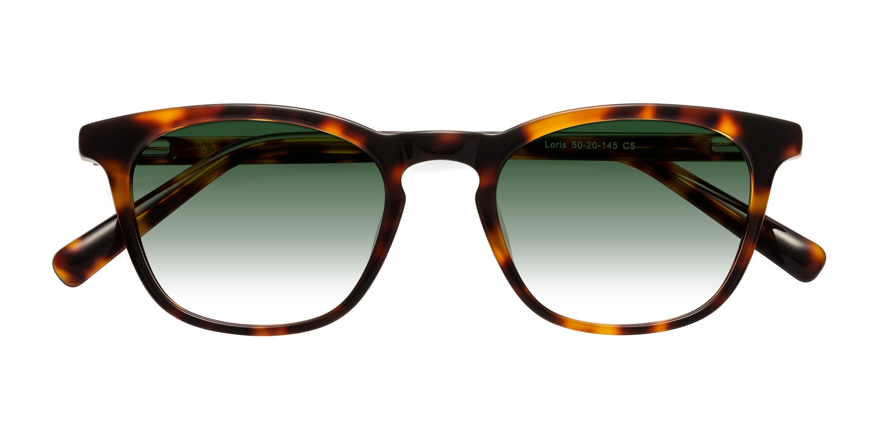 Folded Front of Loris in Tortoise with Green Gradient Lenses