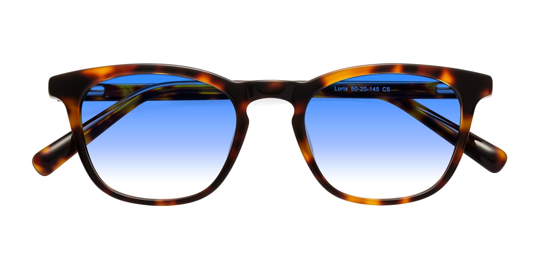 Folded Front of Loris in Tortoise with Blue Gradient Lenses