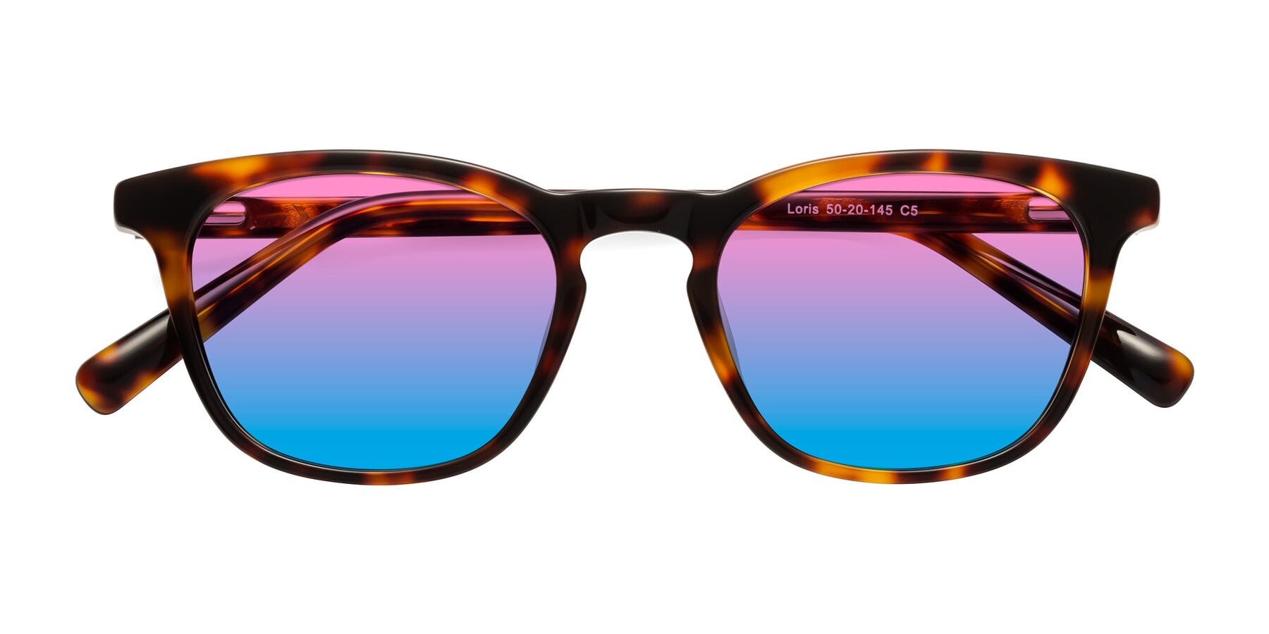 Folded Front of Loris in Tortoise with Pink / Blue Gradient Lenses