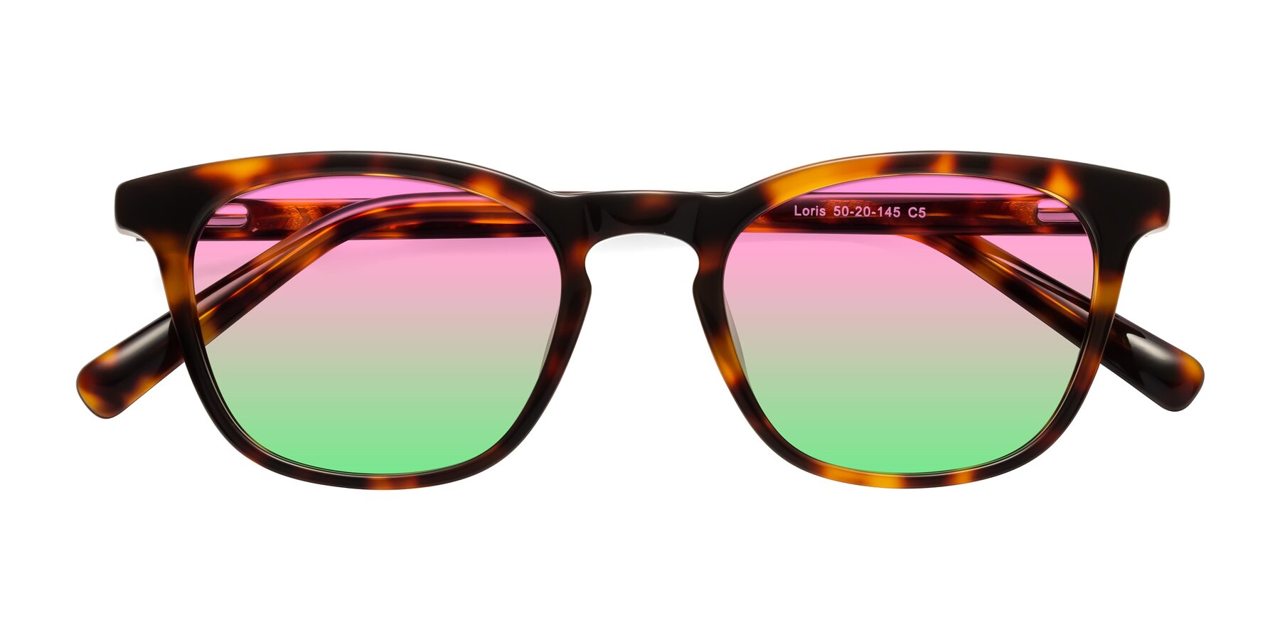 Folded Front of Loris in Tortoise with Pink / Green Gradient Lenses