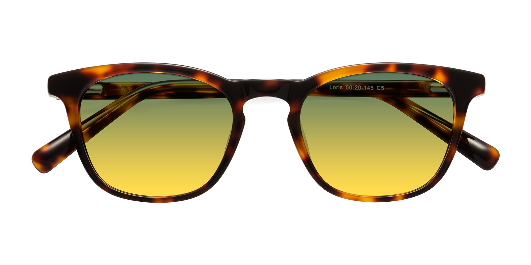 Folded Front of Loris in Tortoise with Green / Yellow Gradient Lenses