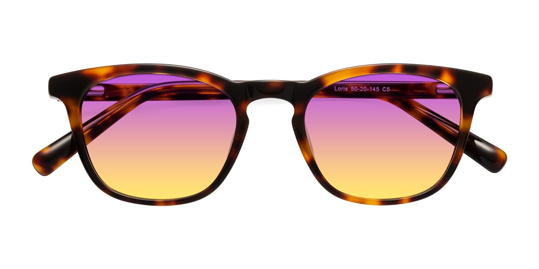 Folded Front of Loris in Tortoise with Purple / Yellow Gradient Lenses