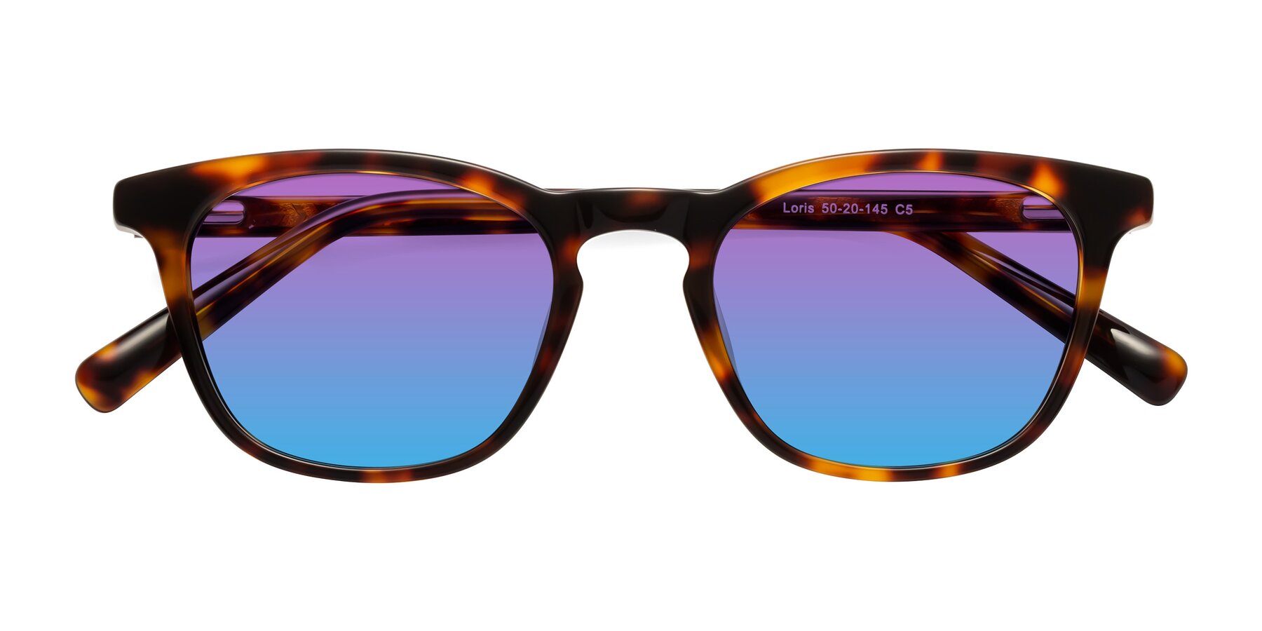 Folded Front of Loris in Tortoise with Purple / Blue Gradient Lenses