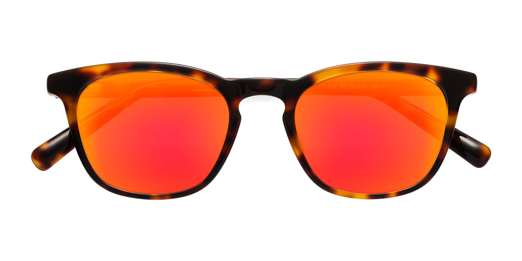 Folded Front of Loris in Tortoise with Red Gold Mirrored Lenses
