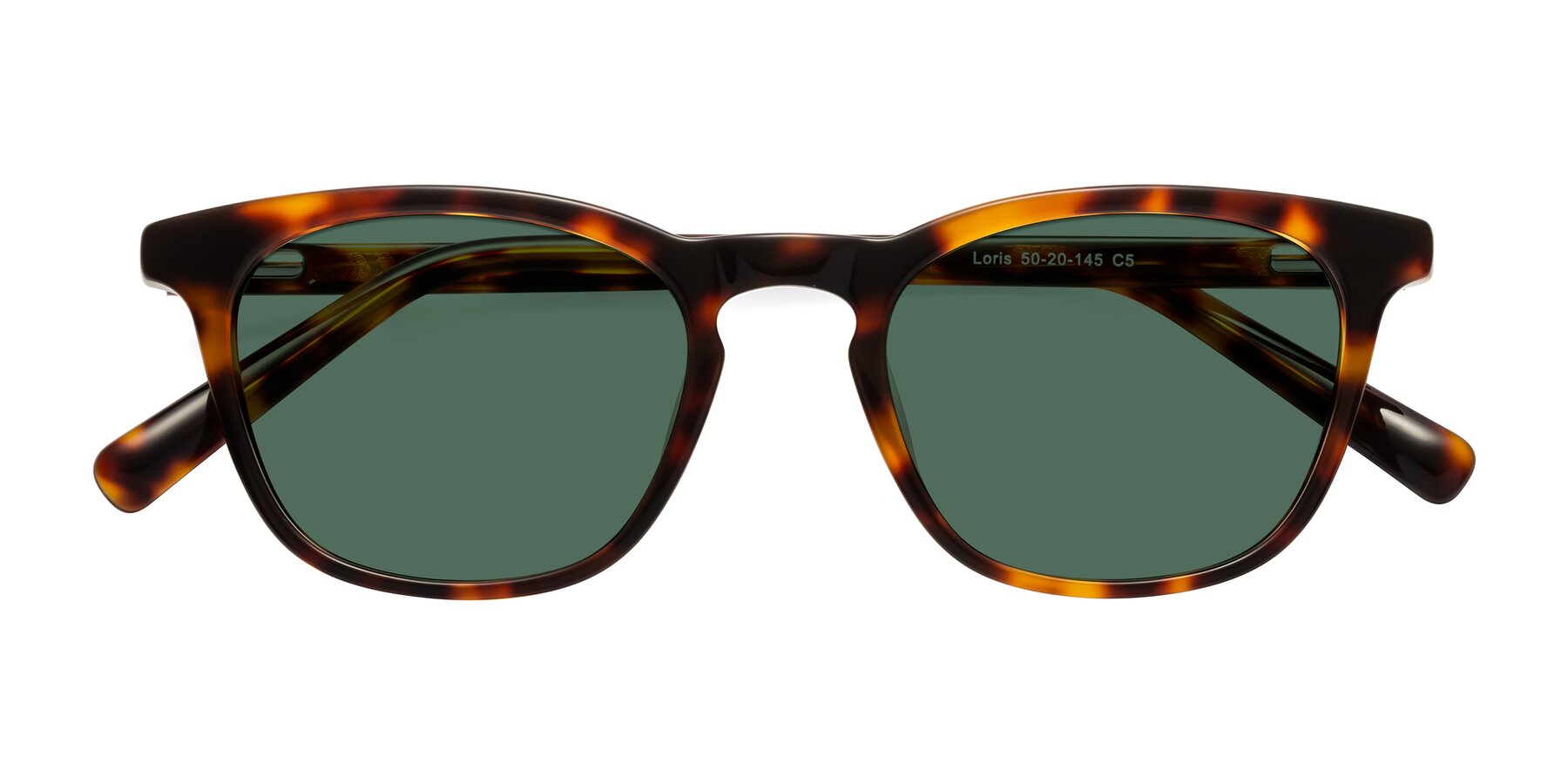 Folded Front of Loris in Tortoise with Green Polarized Lenses