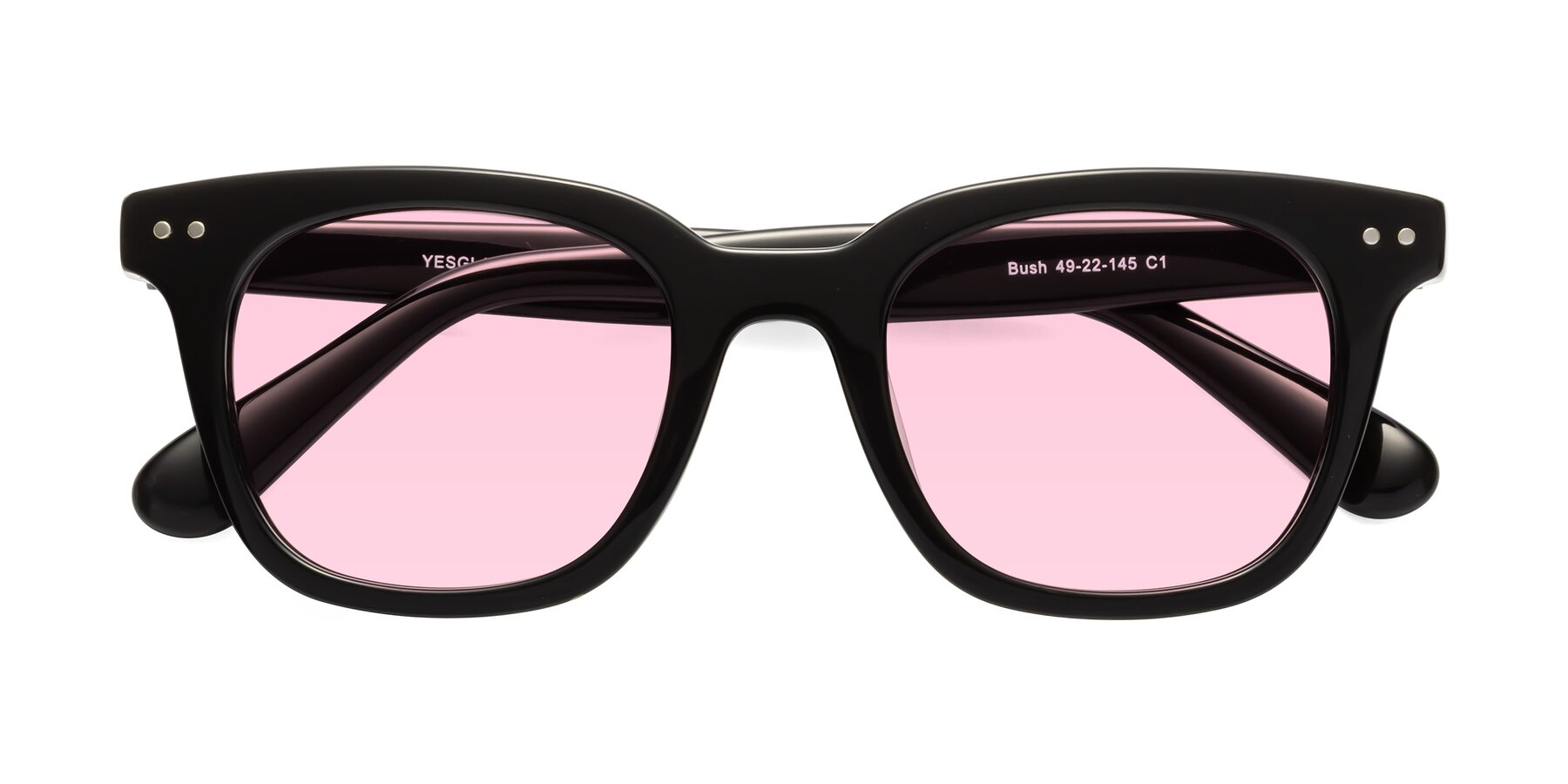 Folded Front of Bush in Black with Light Pink Tinted Lenses