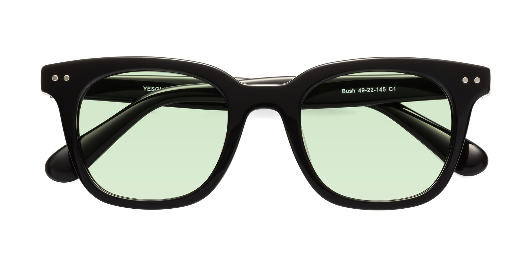 Folded Front of Bush in Black with Light Green Tinted Lenses
