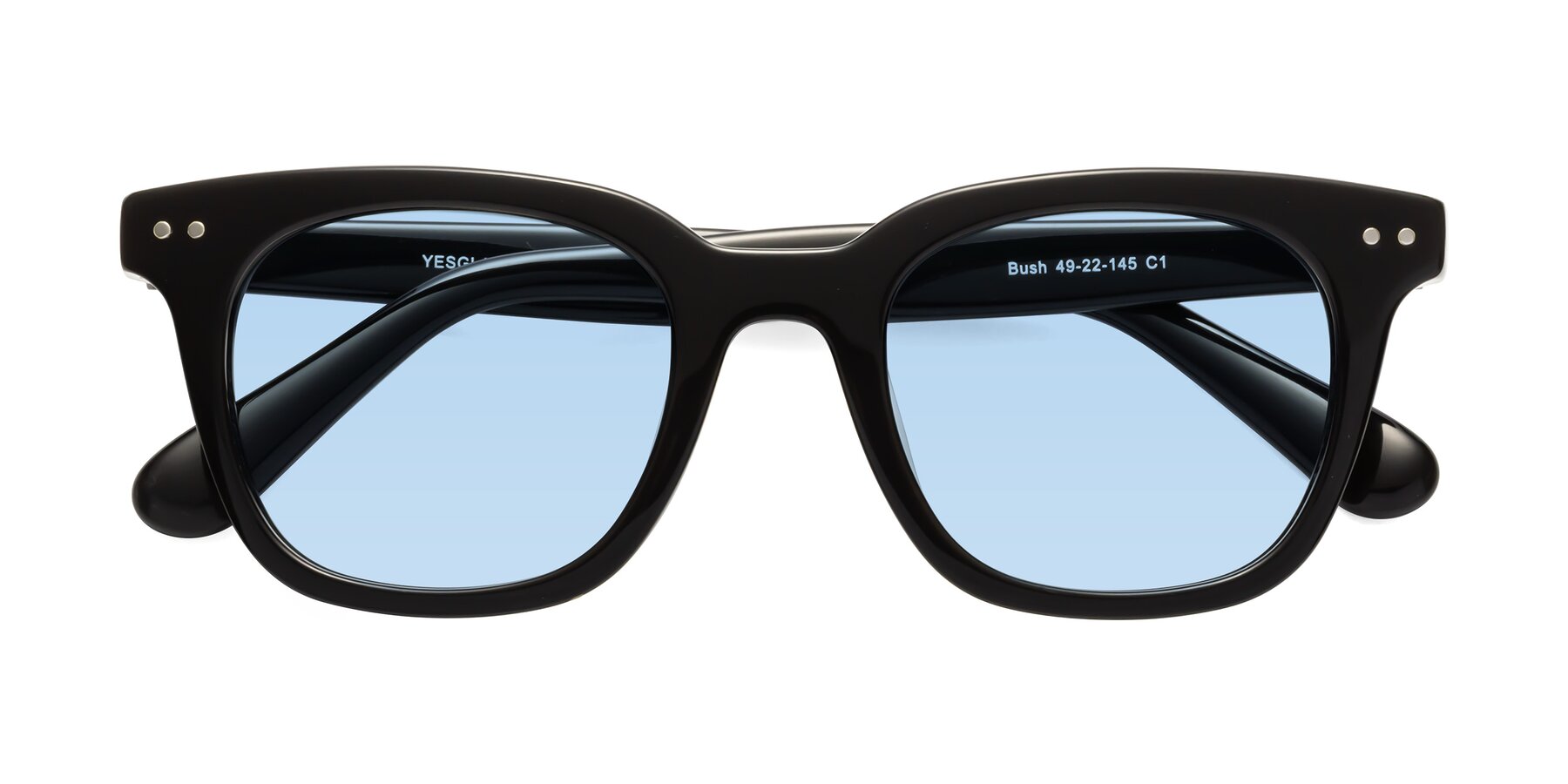Folded Front of Bush in Black with Light Blue Tinted Lenses