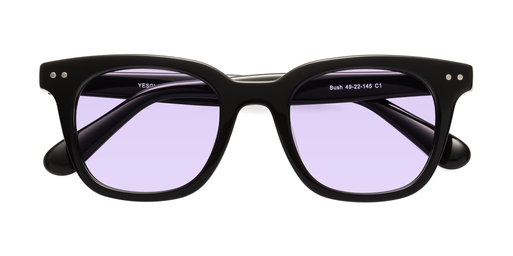Folded Front of Bush in Black with Light Purple Tinted Lenses