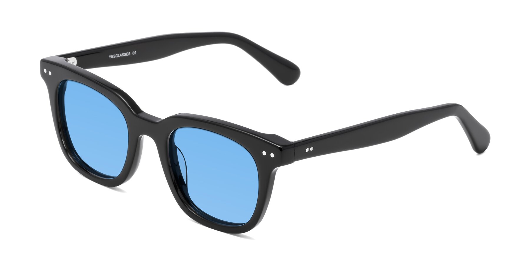 Angle of Bush in Black with Medium Blue Tinted Lenses