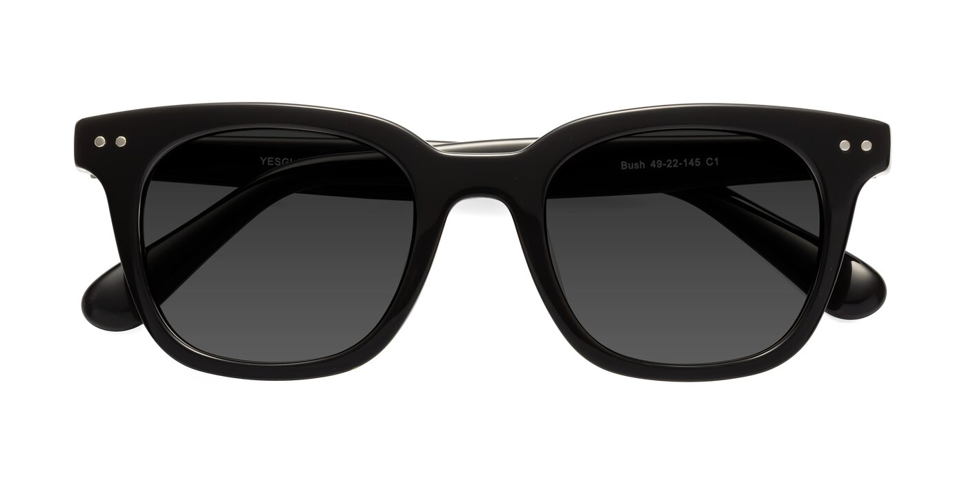 Black Classic Acetate Trapezoid Tinted Sunglasses with Gray Sunwear ...